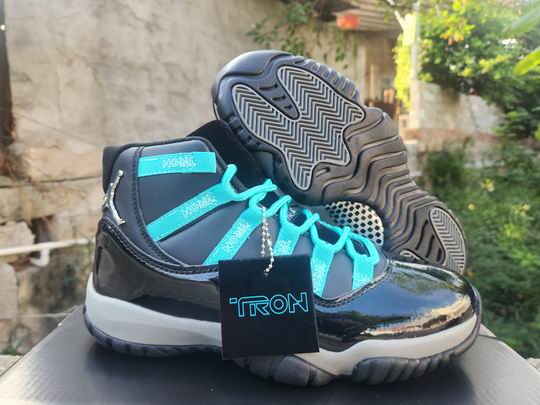 Cheap Air Jordan 11 Tron Black Blue Men's Basketball Shoes-99